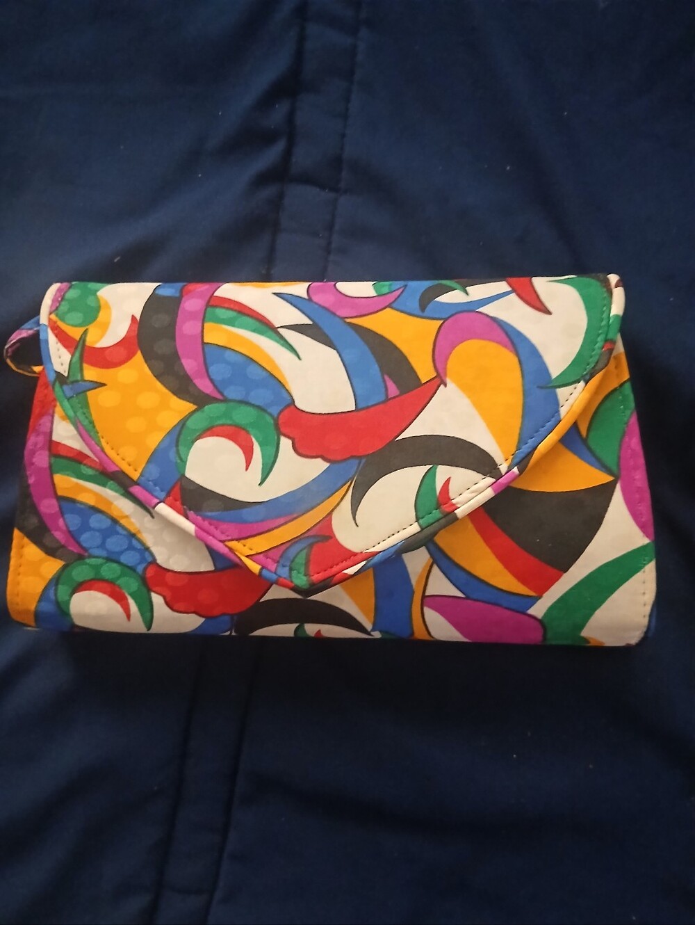 Vintage 1980s Life Stride Multicolored Envelope Clutch Post Modern,Colorful - Picture 6 of 12